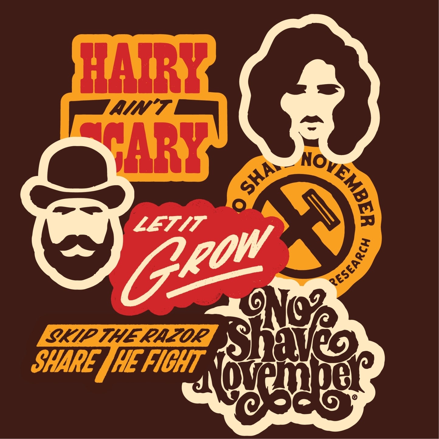 No Shave November Vinyl Sticker Pack