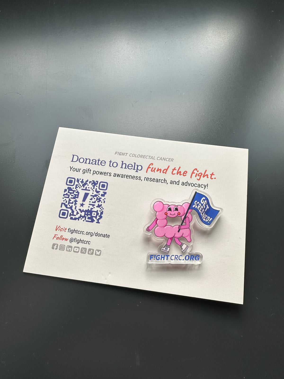 Colon Bestie "Get Screened" Enamel Pin (w/ Backer Card)